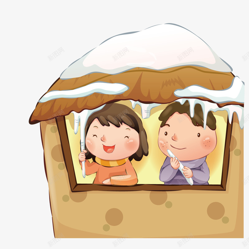 在茅草屋里看雪景的情侣矢量图ai免抠素材_88icon https://88icon.com 屋里 情侣 茅草 雪景 矢量图