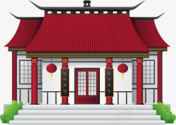 红色台阶古典大气府邸高清图片