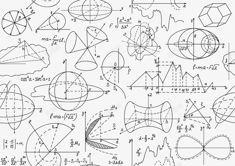 漂浮各种数学图像矢量图eps免抠素材_88icon https://88icon.com 教育 数学图像 漂浮 矢量图