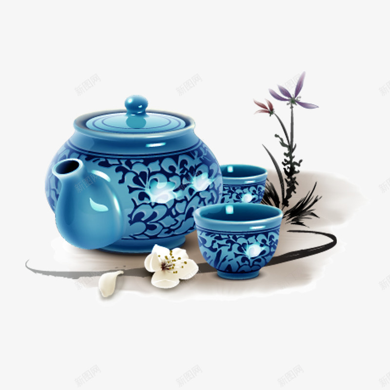 青花瓷茶具png免抠素材_88icon https://88icon.com 客厅茶具 茶具 青花 青花瓷茶具