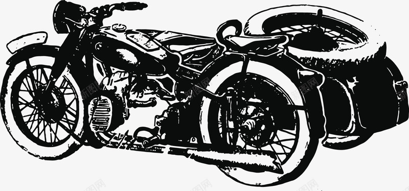 创意雪花三轮复古摩托手绘矢量图图标图标