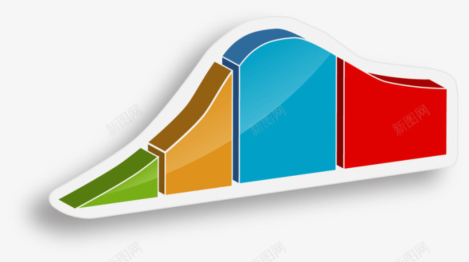 红色图标彩色手绘卡通股票曲线图表图标图标