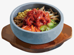 韩式拌饭烤肉石锅拌饭高清图片