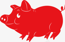 红色卡通折纸猪十二生肖剪影高清图片