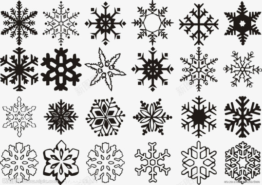 矢量圣诞多种雪花图标图标