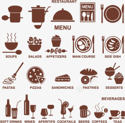 菜谱设计餐厅菜单图标剪影高清图片