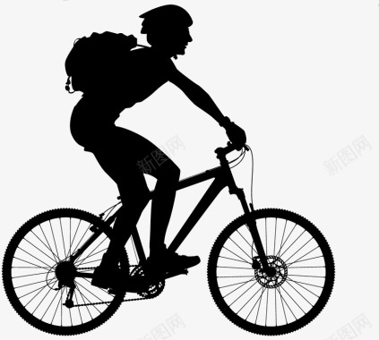 青年骑自行车剪影图标图标