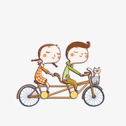 骑单车的情侣墙插图情侣骑单车高清图片