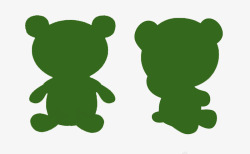 两只绿色小熊剪影素材