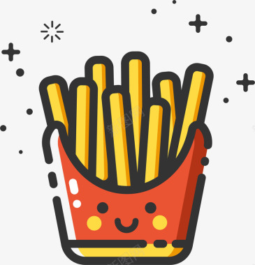 食物和饮料mbe风格卡通装饰薯条图标矢量图图标