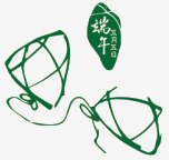 绿色手绘可爱线条粽子端午素材