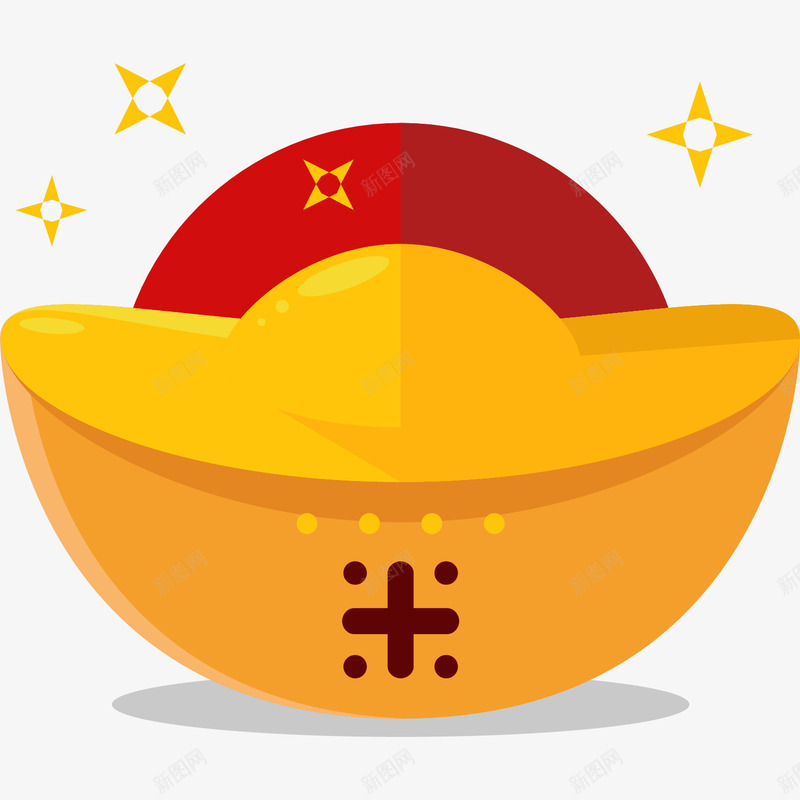 闪闪发光的大元宝png免抠素材_88icon https://88icon.com PNG 元宝 发光 手绘