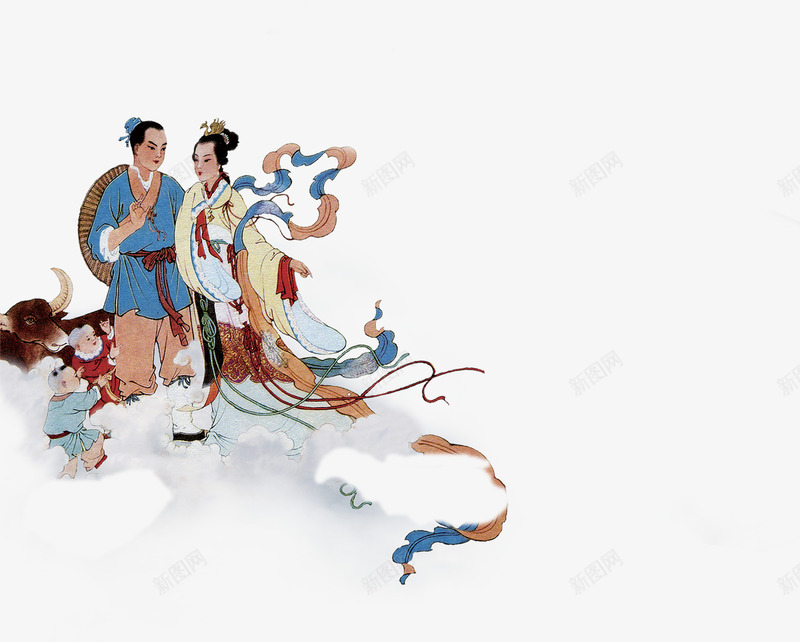 牛郎织女彩色年画七夕png免抠素材_88icon https://88icon.com 七夕 年画 彩色 牛郎织女