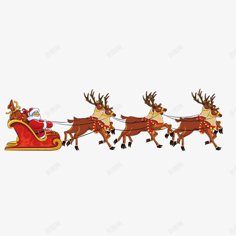 圣诞节驯鹿群拉圣诞老人png免抠素材_88icon https://88icon.com 圣诞帽 圣诞老人 圣诞节 驯鹿 鹿群 麋鹿