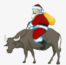 骑牛的圣诞老人素材