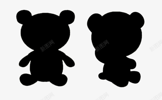 两只黑色小熊剪影图标图标