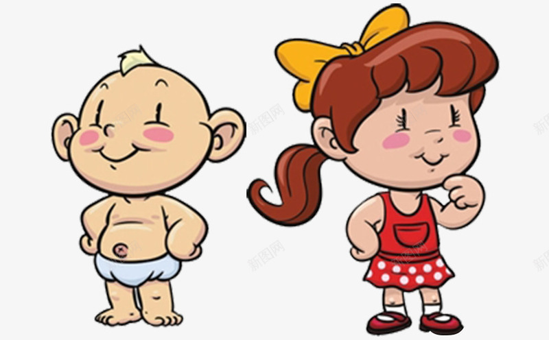 两个小孩png免抠素材_88icon https://88icon.com 内裤 发箍 外国宝宝 红裙 背对背 长发