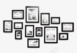 客厅背景墙框简约欧式创意黑白组合高清图片