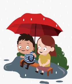 下雨天共同撑伞的小情侣素材