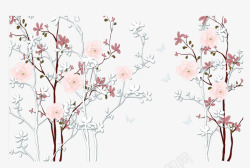 手绘玫瑰树装饰素材
