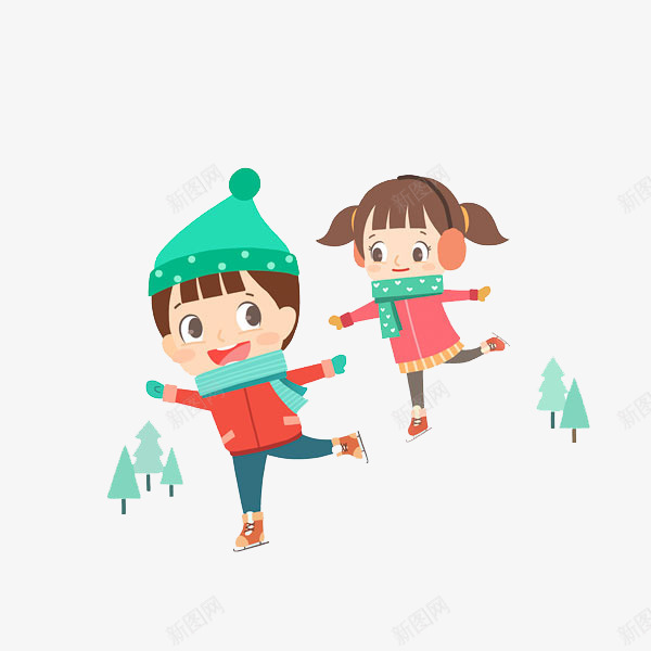 卡通滑雪的孩子图png免抠素材_88icon https://88icon.com 儿童 卡通 大树 孩子 寒假 小人 插图 滑雪 高兴地