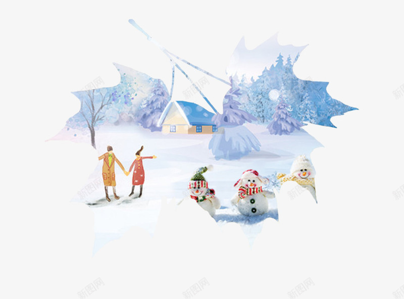 雪景枫叶合成png免抠素材_88icon https://88icon.com 免抠 合成 枫叶 雪景