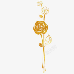 烫金植物素材潮流烫金玫瑰花图高清图片