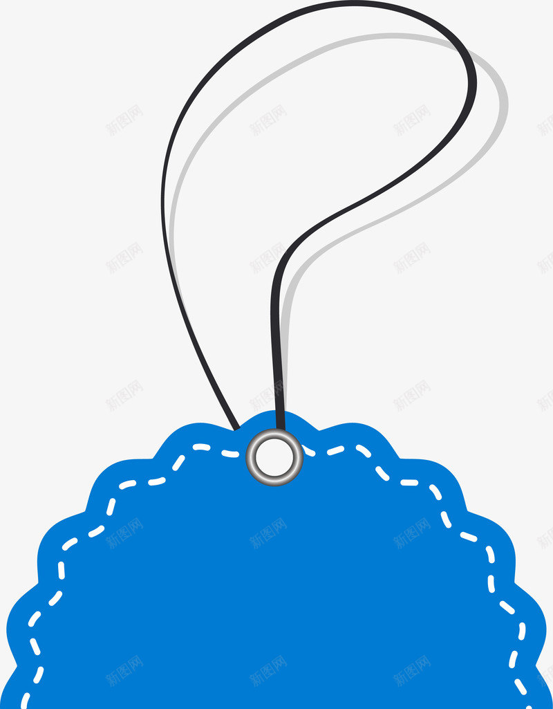 简约蓝色小吊牌png免抠素材_88icon https://88icon.com 促销标签 免抠PNG 挂牌 波浪纹 波浪边框 牌子 虚线框