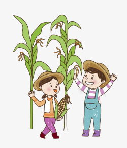 掰玉米的孩子场景图素材
