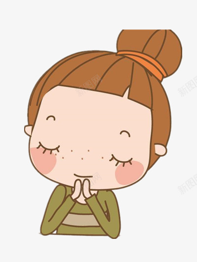 许愿的女孩png免抠素材_88icon https://88icon.com 丸子头 可爱 少女 雀斑