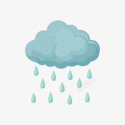 雨水PNG图片手绘蓝色下雨乌云高清图片