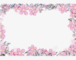 粉色花朵拍照框素材