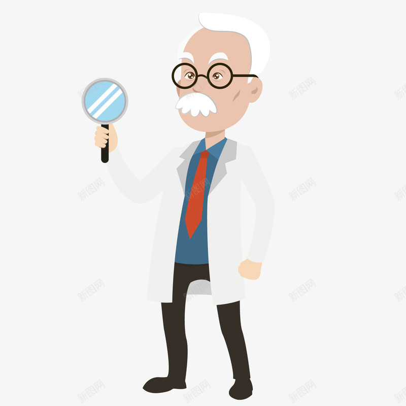 研究学者png免抠素材_88icon https://88icon.com 放大镜 白胡子 老人 领带