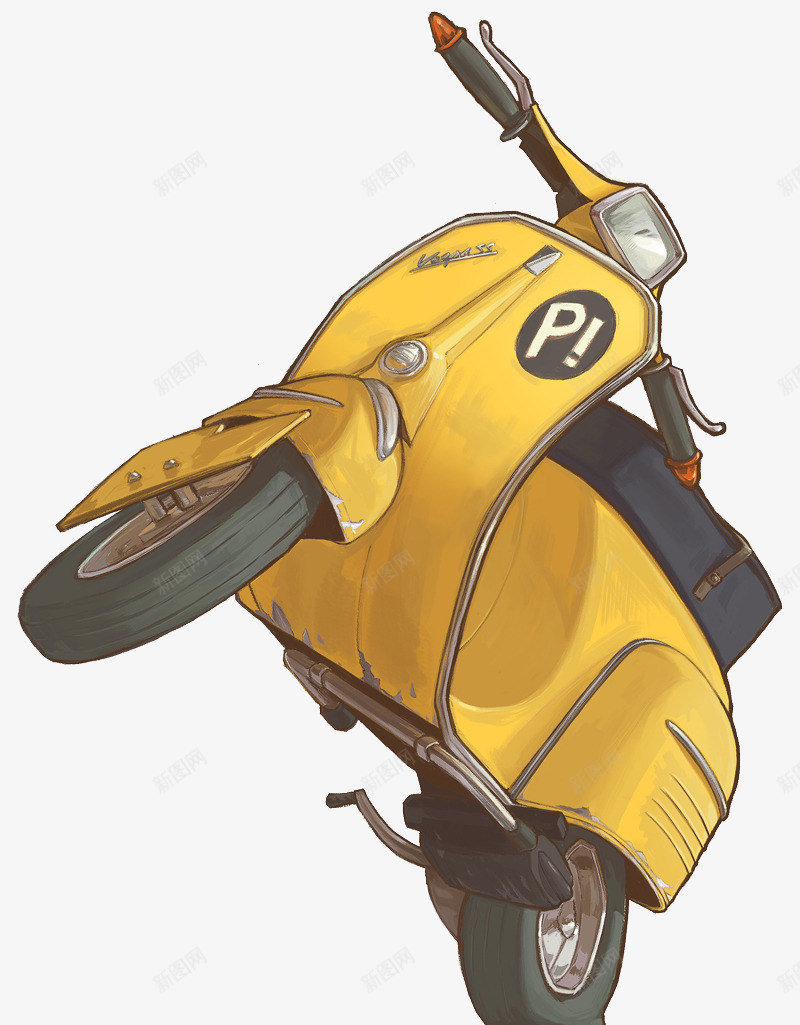 摩托车png免抠素材_88icon https://88icon.com Q版 卡通 嘻哈 插画 摩托车 暗黑系 涂鸦 潮流 潮牌 美式漫画 美漫 街头涂鸦 黄色