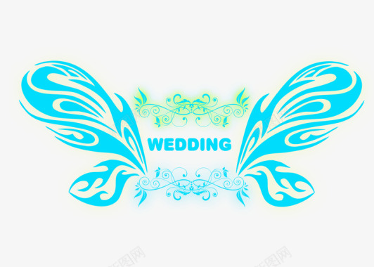 蝴蝶翅膀荧光蓝蝴蝶婚庆logo图标图标