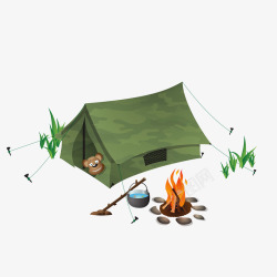 野外野餐卡通野外露营的小熊高清图片