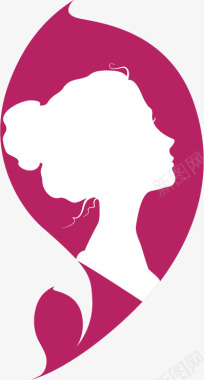托腮美女女性剪影logo图标图标