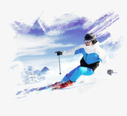 滑雪橇的男孩立体冬季滑雪运动高清图片