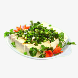 盘子里的家常菜小葱豆腐素材