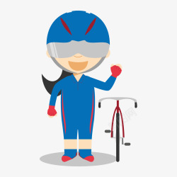 蓝色卡通少女自行车奥运会素材