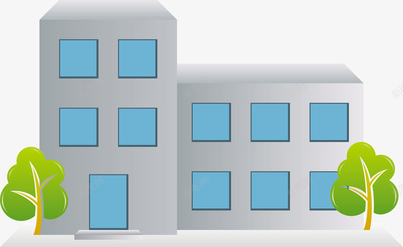 两个学校矢量图ai免抠素材_88icon https://88icon.com 卡通 扁平化 扁平化校园 校园 校园文化 绿植 青春校园 矢量图