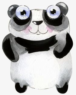 水彩卡通熊猫素材