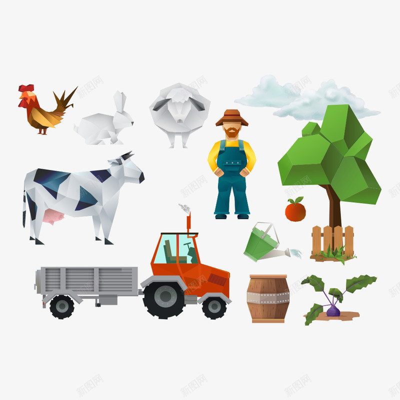 手绘农夫与家禽插画png免抠素材_88icon https://88icon.com 兔子 农夫 奶牛 家禽 手绘农场 手绘农夫 植物 白云 绿树 羊 车子