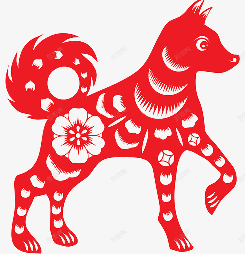 吉犬贺岁狗年剪纸png免抠素材_88icon https://88icon.com 2018 剪纸福 戊戌年 新年剪纸 春节剪纸 狗年 艺术剪纸