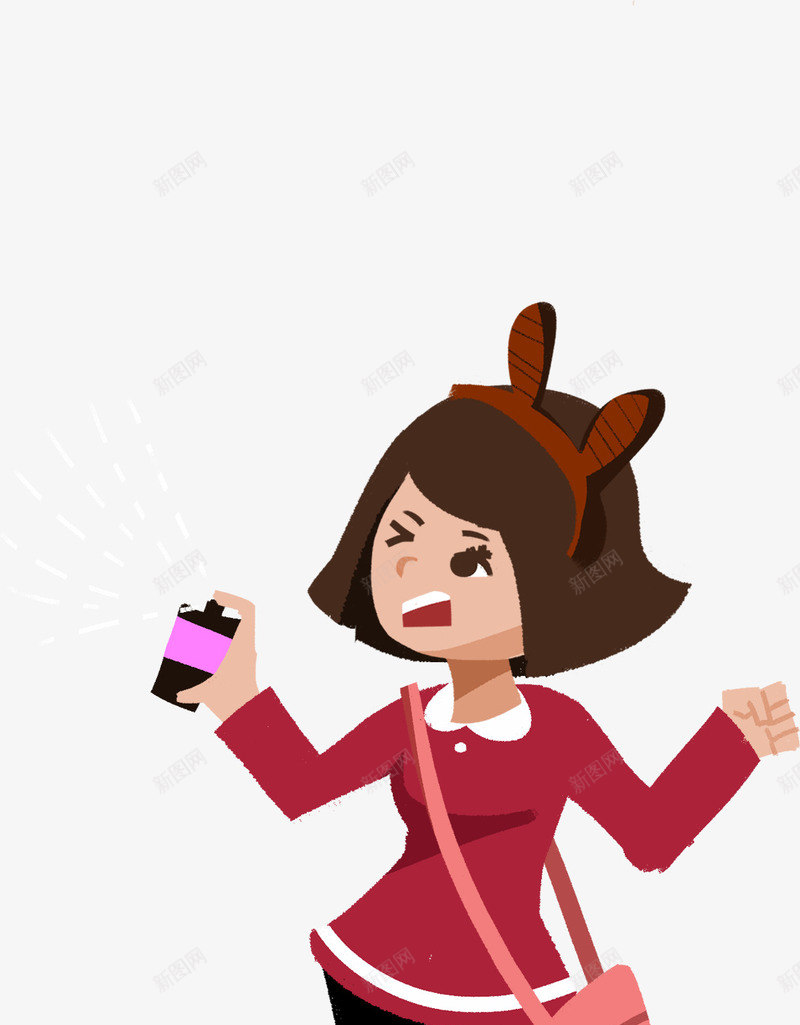 卡通防狼喷雾少女png免抠素材_88icon https://88icon.com 少女 打劫 防狼 防狼喷雾