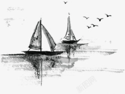 茶叶宣传单水墨画帆船茶叶绿叶包装高清图片