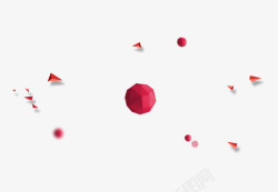 红色的圆形和三角形飞溅碎片素材