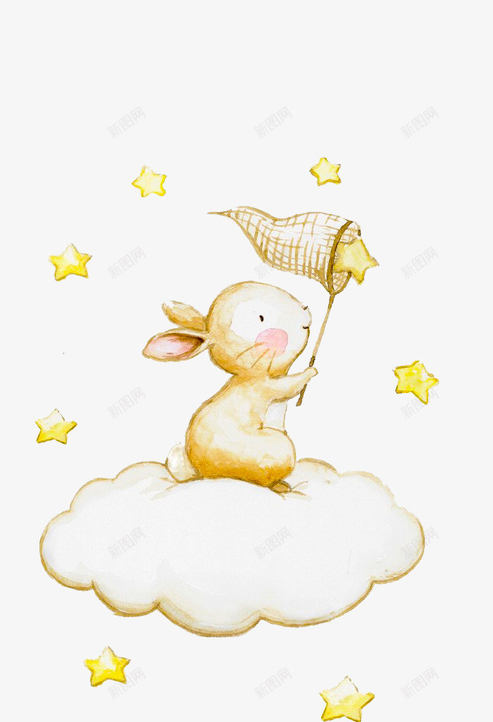 捕捉星星的兔子png免抠素材_88icon https://88icon.com q版兔子 云朵 兔子 兔子简笔画 卡通 可爱 手绘 星星 网兜 黄色的