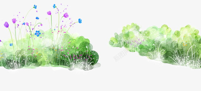 绿色植物png免抠素材_88icon https://88icon.com 底纹 插画 绿色 花草植物