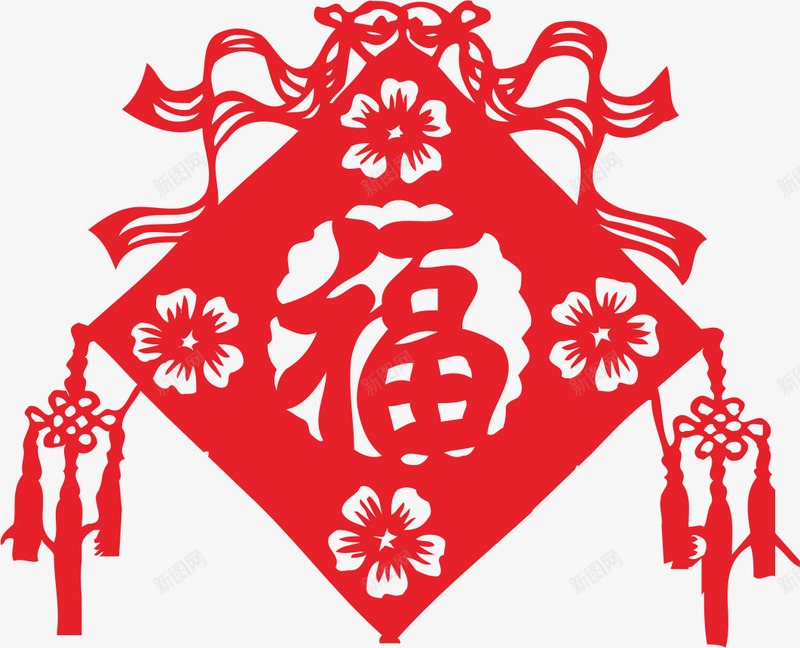 福字窗花png免抠素材_88icon https://88icon.com 中国风 剪纸 恭贺新禧 花朵